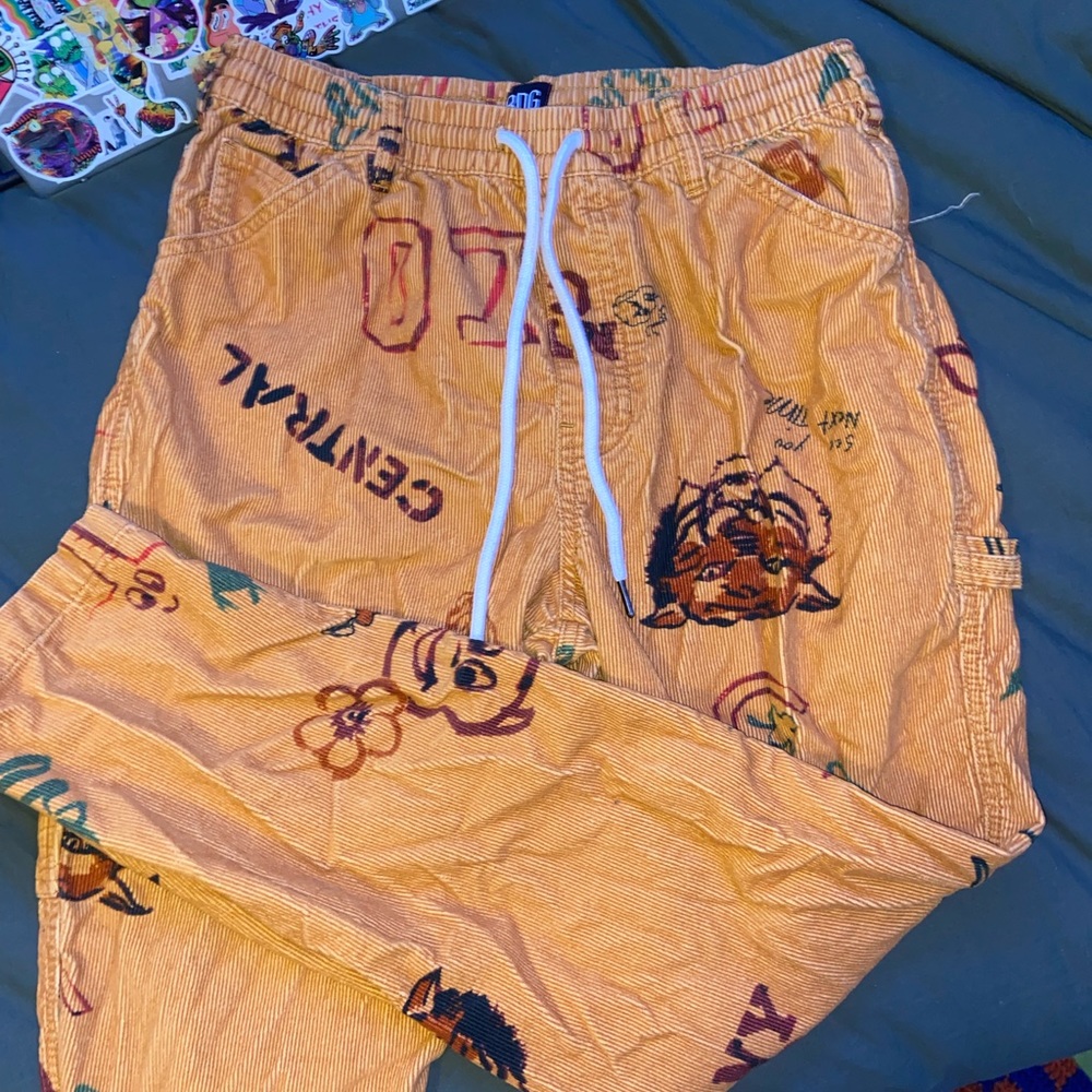 Urban Outfitters Yellow Corduroy with Designs